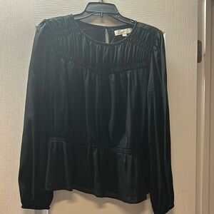 Loft size Large black Peplum long sleeve shirt
